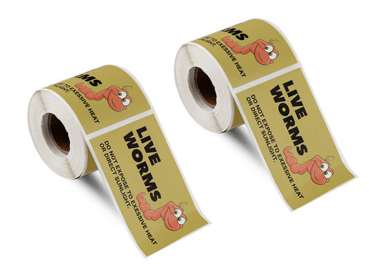 1.9"x 2.9" 200 Sticker Label Per Roll LIVE WORMS Do Not Expose to Excessive Heat or Direct Sunlight Label for Shipping and Moving
