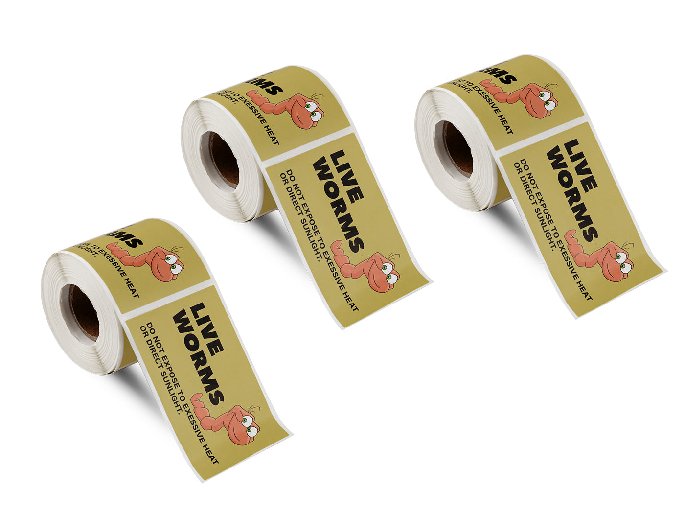 1.9"x 2.9" 200 Sticker Label Per Roll LIVE WORMS Do Not Expose to Excessive Heat or Direct Sunlight Label for Shipping and Moving