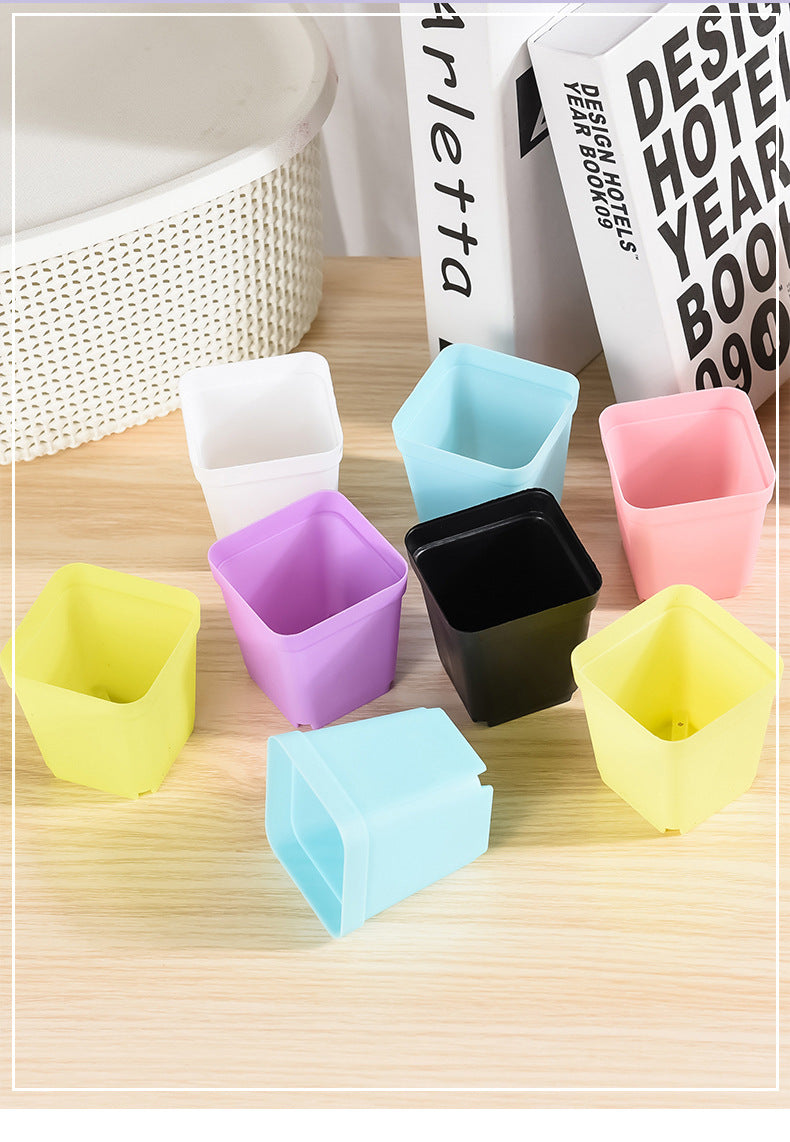 8 Pcs Mini Plastic Plant Flower Seedlings Nursery Pot/Pots Planter Colorful Flower Plant Container with Pallet